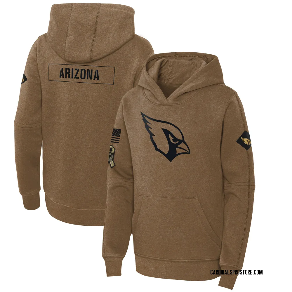 Youth Arizona Cardinals Brown 2023 Salute to Service Club Fleece Pullover Hoodie